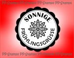 Sonnige Frühlingsgrüße, Label rund