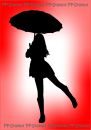 Frau mit Schirm, Silhouette